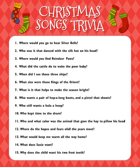 Christmas Songs Trivia Questions And Answers Printable
